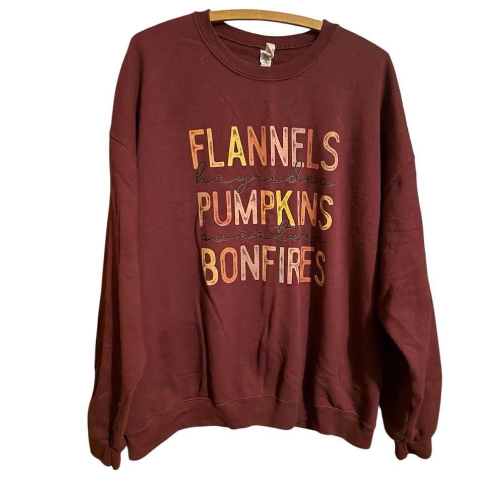 Jerzees Women's Burgundy fall sweatshirt Autumn Print 2xL 2x